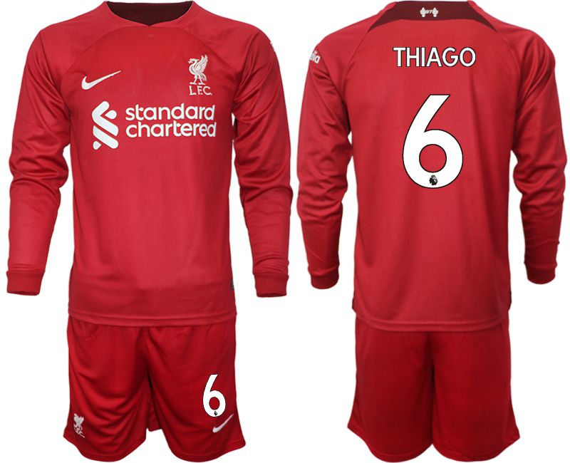 Men 2022-2023 Club Liverpool home long sleeves red #6 Soccer Jersey